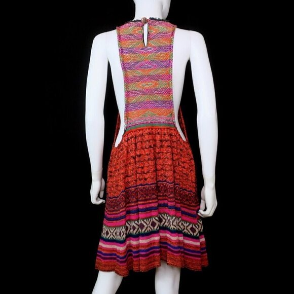 Free People Rare Hearts Tunic Top Knit Mini Dress Crochet Boho Women's Medium - Picture 5 of 6